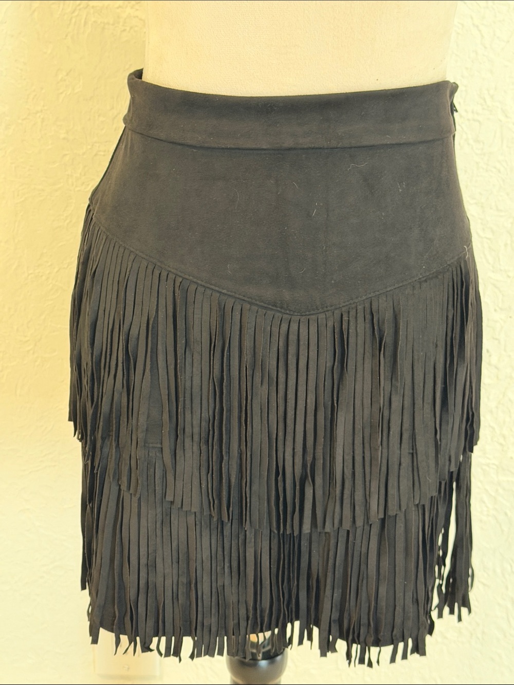miami faux Suede Fringe Mini Skirt size small